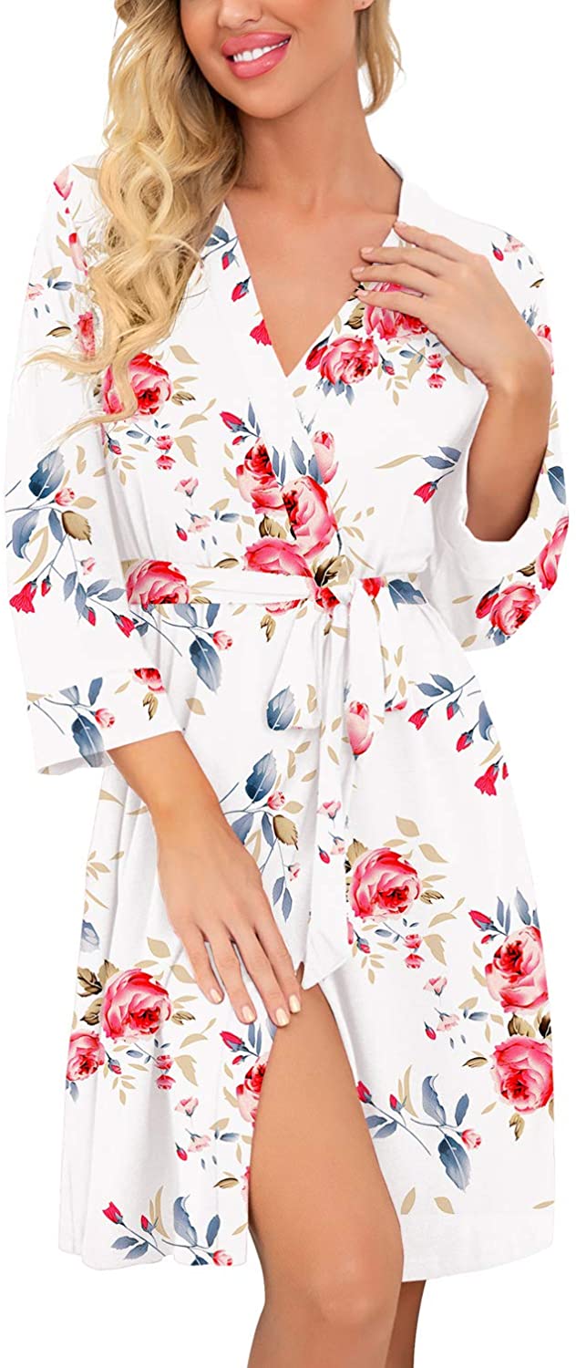 Price:$26.99 Women Kimono Robes Short Lightweight Robe Soft Knit Sleepwear Casual Knit Bathrobe Ladies Loungewear at Amazon Women’s Clothing store