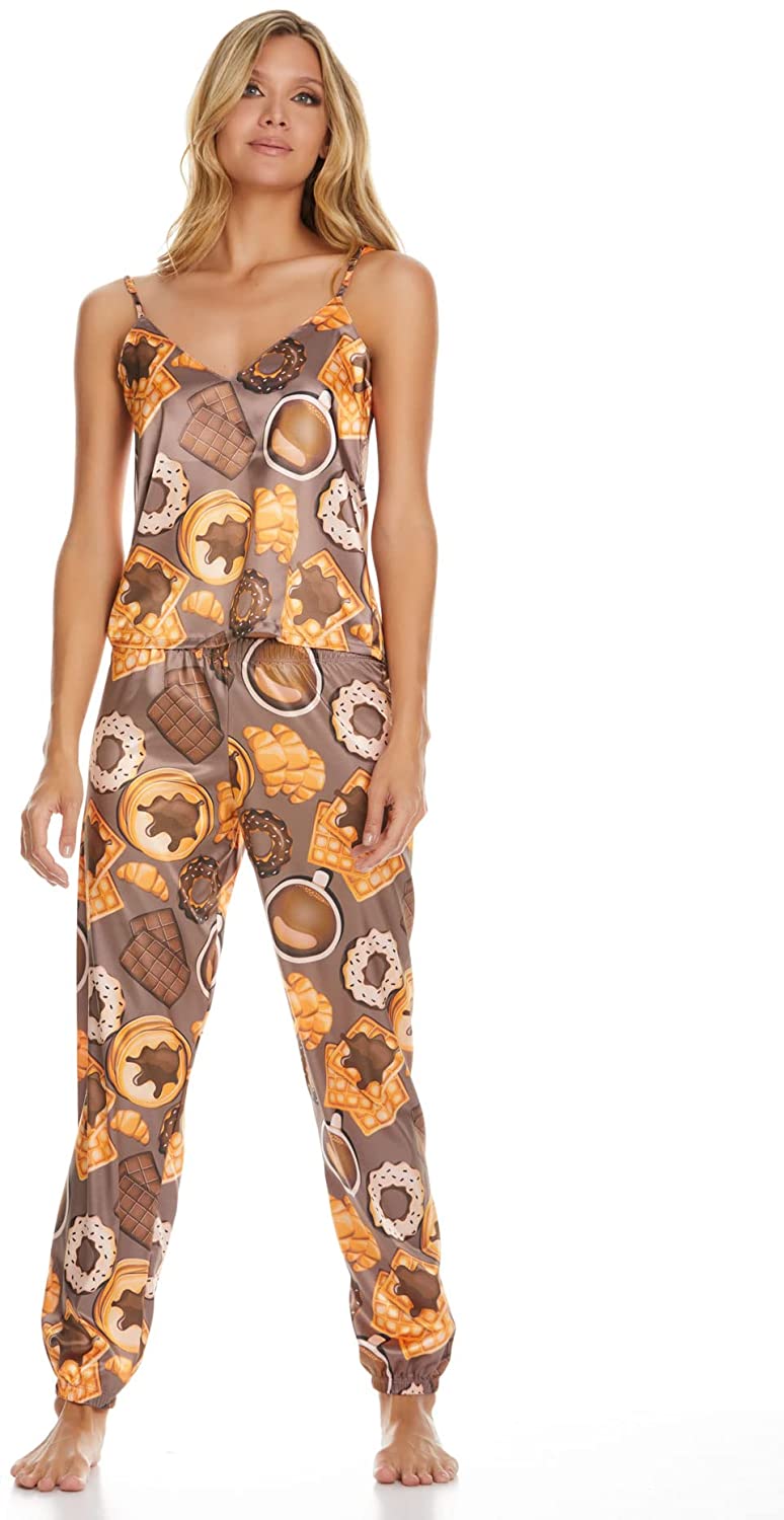 Price:$36.99 D'Amore Women Pajama Set Sleepwear Tops with Casual Pants Waffles at Amazon Women’s Clothing store
