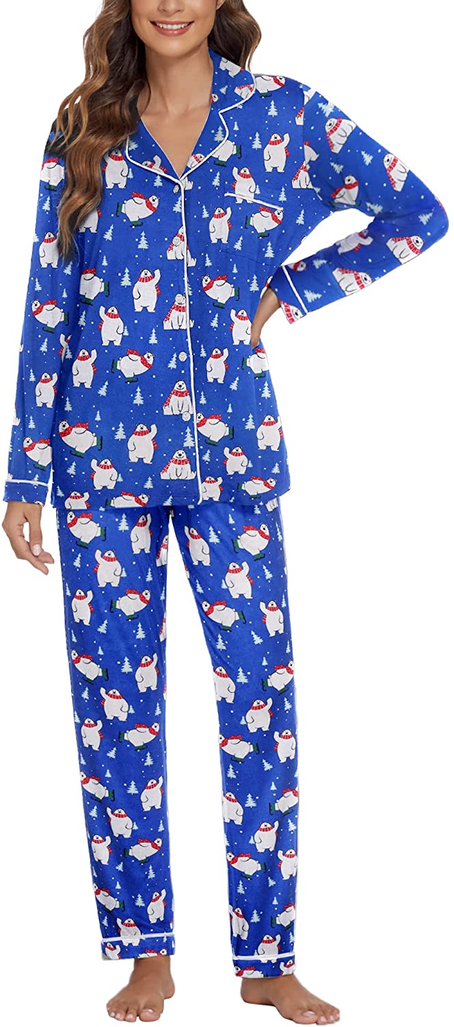 Price:$19.99 Pajamas Set Women Long Sleeve Button Down Shirt Flannel Sleepwear 2 Piece Warm Pjs Soft Winter Fleece Nightwear at Amazon Women’s Clothing store