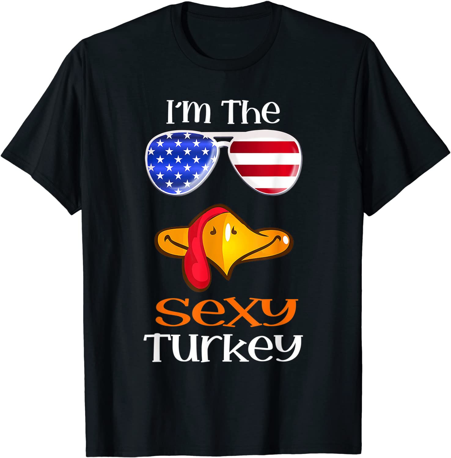 Price:$14.99 Turkey Face Thanksgiving American Flag Sunglasses T-Shirt : Clothing, Shoes & Jewelry