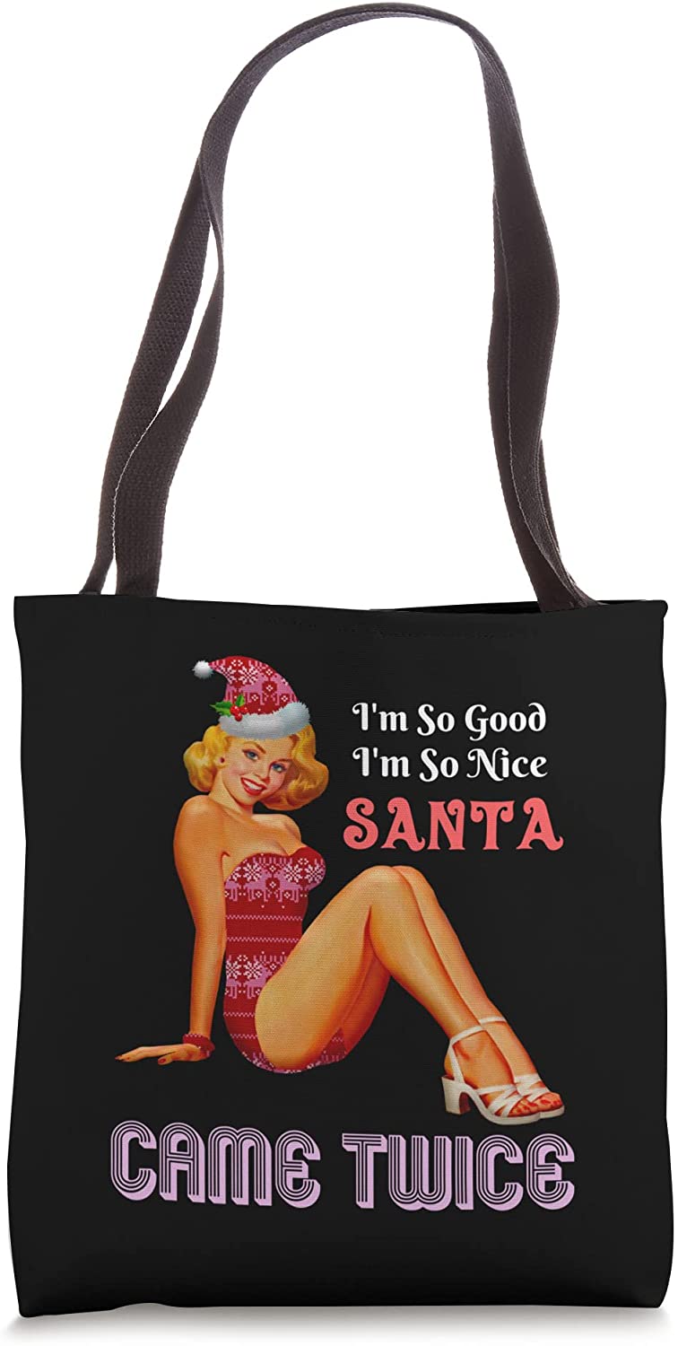Price:$19.99 Naughty is the New Nice Adult Joke Meme Retro Vintage Tote Bag : Clothing, Shoes & Jewelry