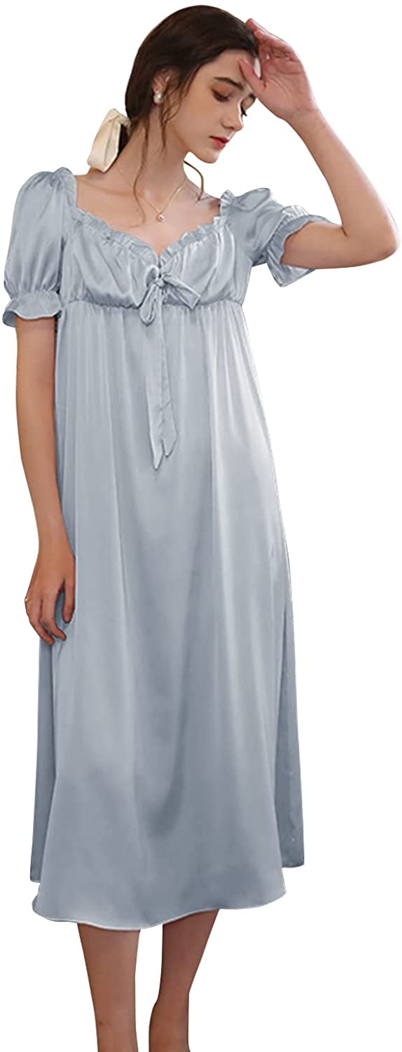 Price:$27.91 FASHION Women's Vintage Victorian Nightgown Long Sleeve Lace V Neck Sleepwear Cotton Pajamas Nightwear Lounge Dress at Amazon Women’s Clothing store
