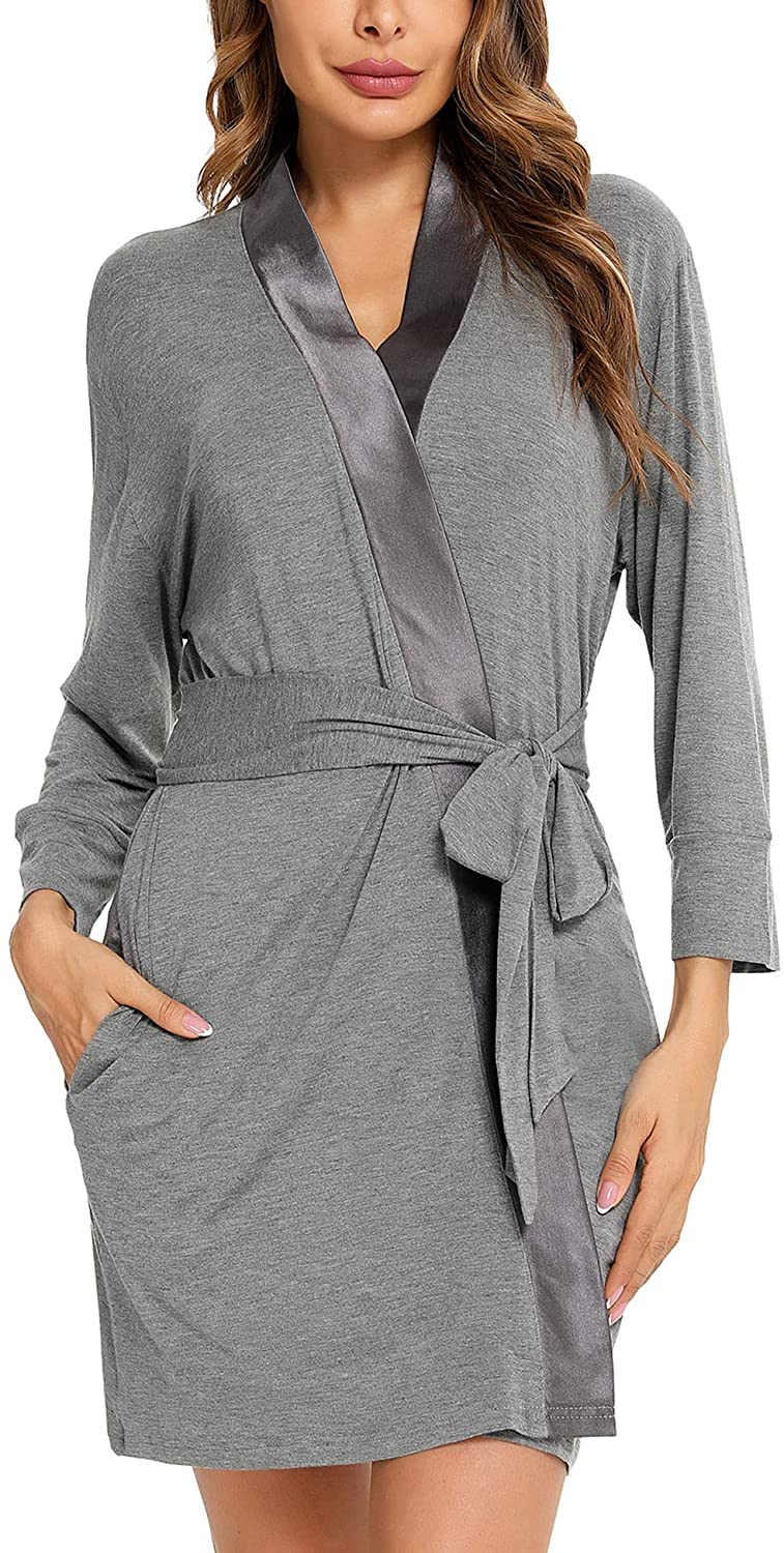 Price:$19.99 Women's Cotton Kimono Robes Comfy Bathrobe Soft Sleepwear Lightweight Short Robe Ladies Loungewear : Clothing, Shoes & Jewelry