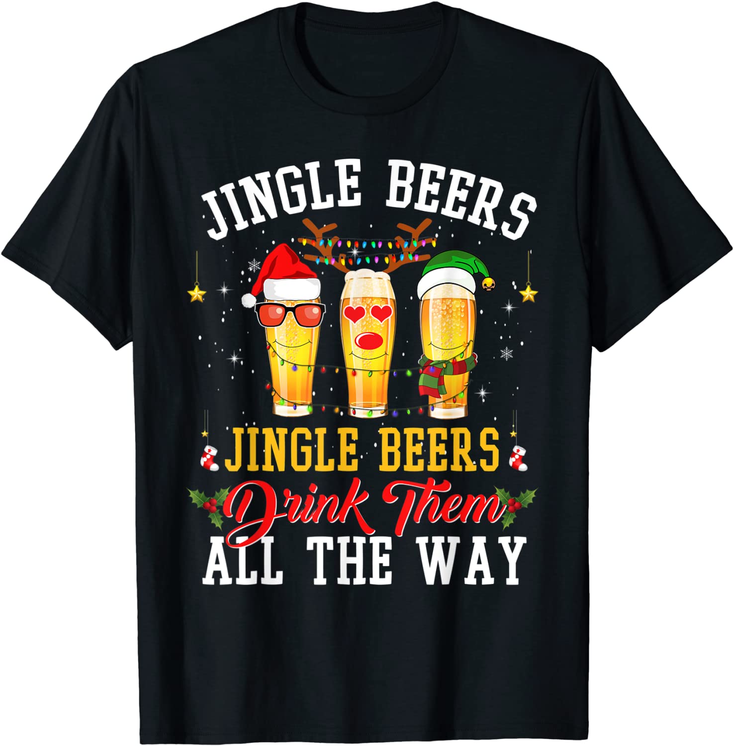 Price:$16.99 Beers Drink Them All The Way Funny Drinking Christmas T-Shirt : Clothing, Shoes & Jewelry
