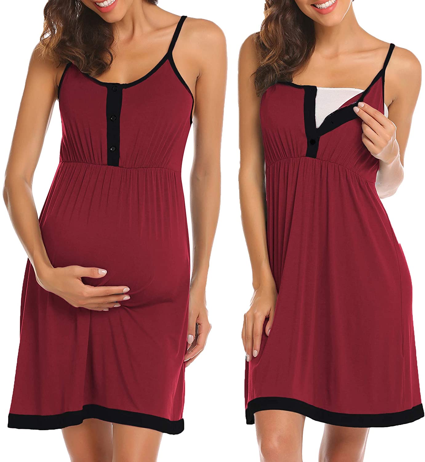 Price:$19.99 Women's Maternity Dress Nursing Nightgown Breastfeeding Full Slips Sleepwear S-XXL at Amazon Women’s Clothing store