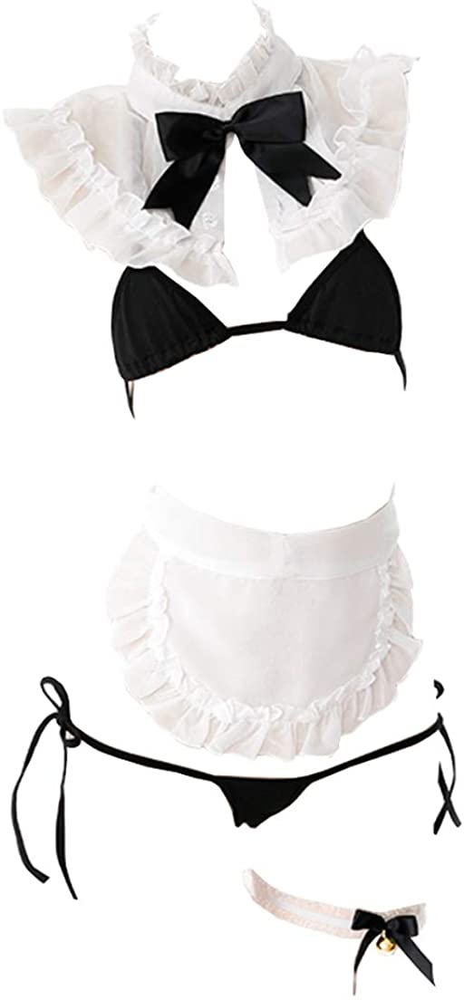 Price:$23.99 Sexy Maid Costume Lolita Cosplay Ruffle Babydoll Bodysuit Micro Bikini Lingerie Set (White) : Clothing, Shoes & Jewelry