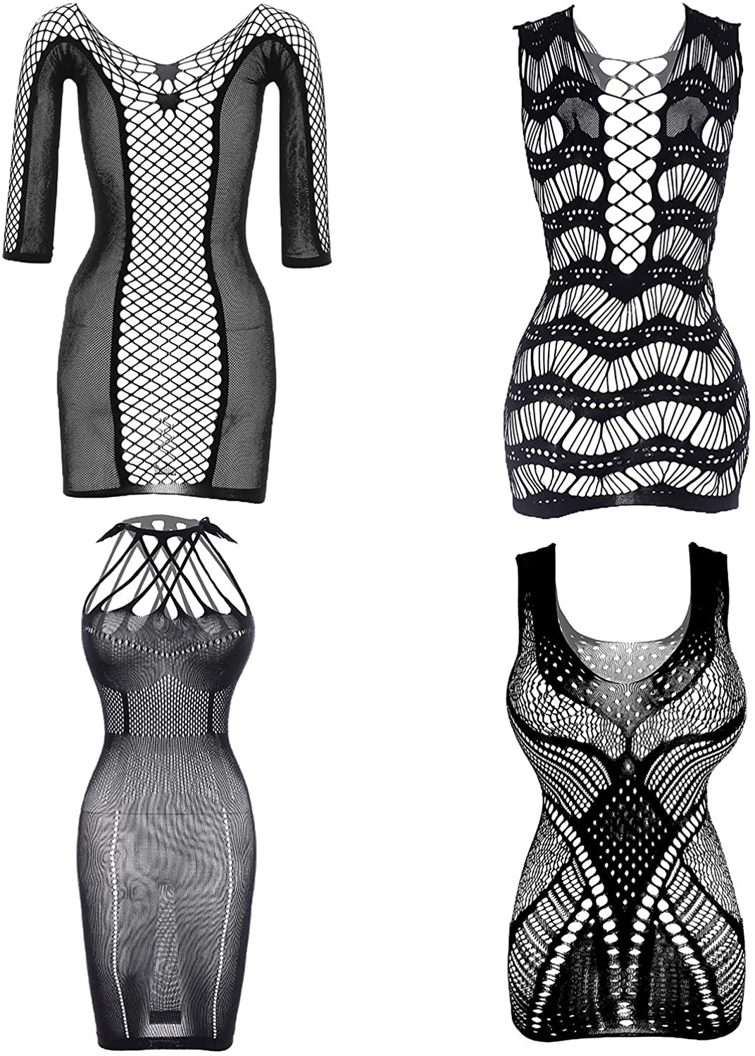 Price:$15.99 4 Pairs Women Black Fishnet Sleepwear Bodysuit Lingerie for Date Wearing Fishnet Sleepwear: Clothing, Shoes & Jewelry