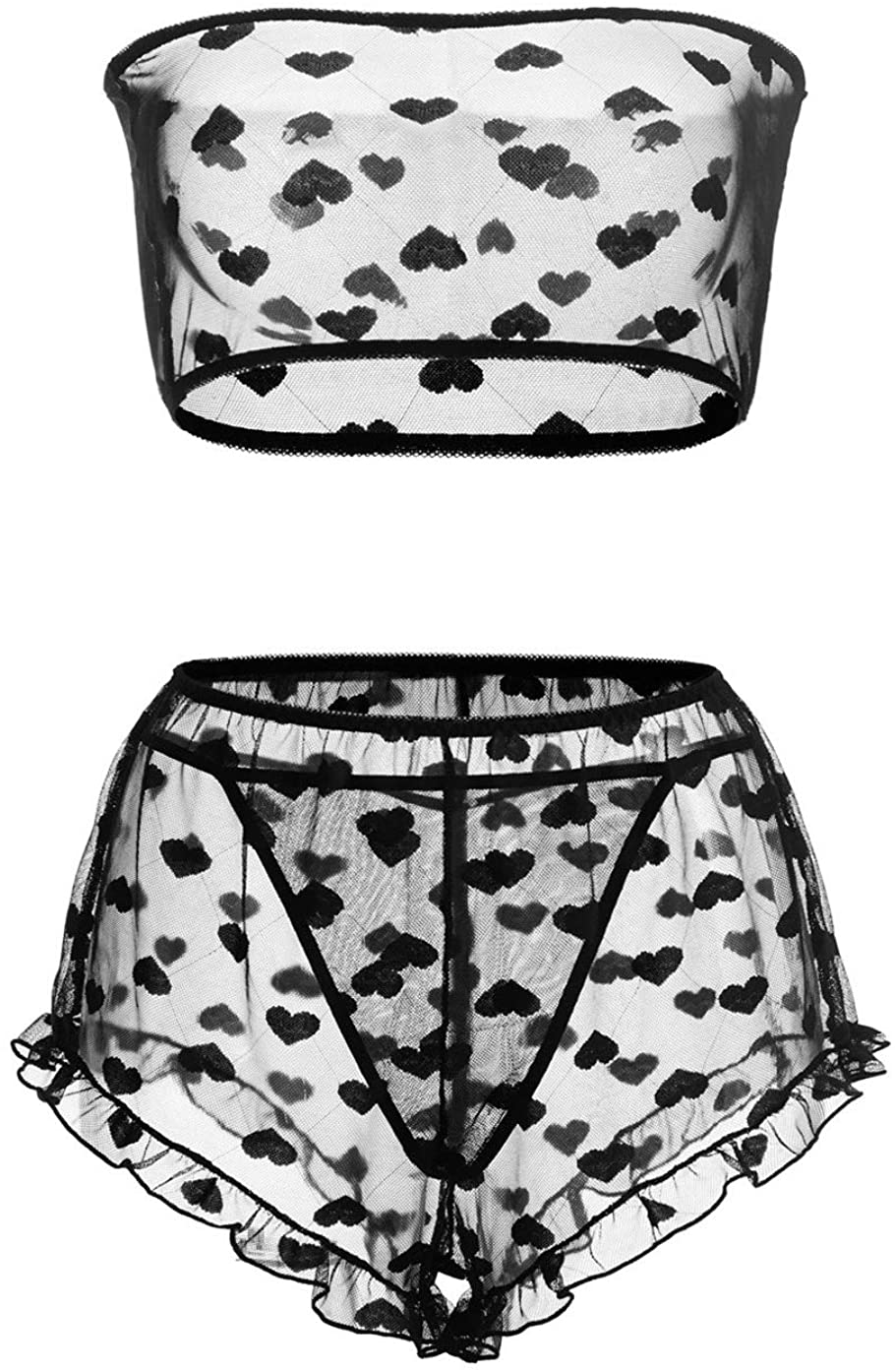 Price:$5.99 Lingerie Set Stretchy Lace Bandeau Bra Underwear Set Size S-XXL: Clothing, Shoes & Jewelry