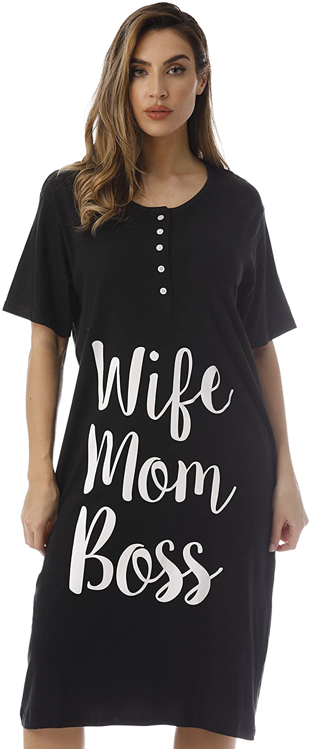 Price:$14.99 Love Short Sleeve Nightgown Sleep Dress for Women at Amazon Women’s Clothing store