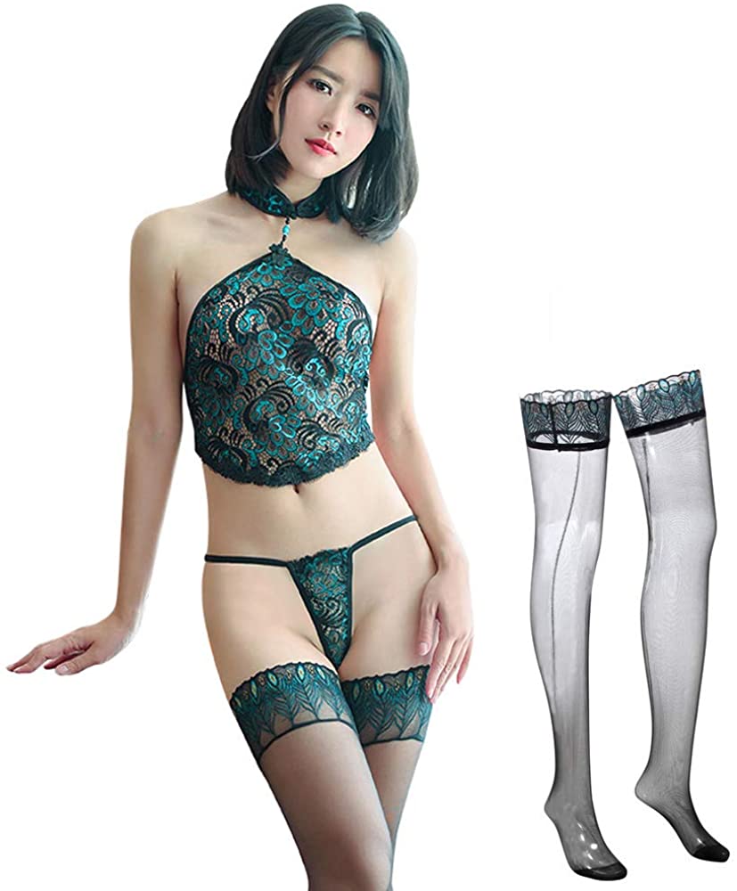 Price:$19.99 Underwear Women's Peacock Element Transparent Pajamas Lace Cheongsam Uniform Temptation Suit Underwear Set Sexy (7856): Clothing, Shoes & Jewelry