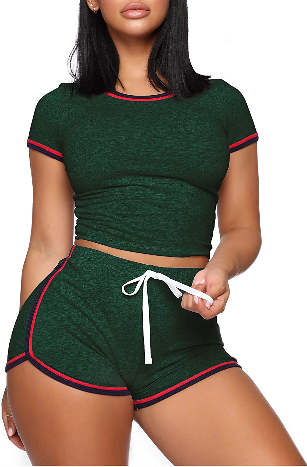 Price:$20.99 Womens Casual 2 Piece Short Sleeve Outfits Sets Summer Sexy Active Tracksuits : Clothing, Shoes & Jewelry