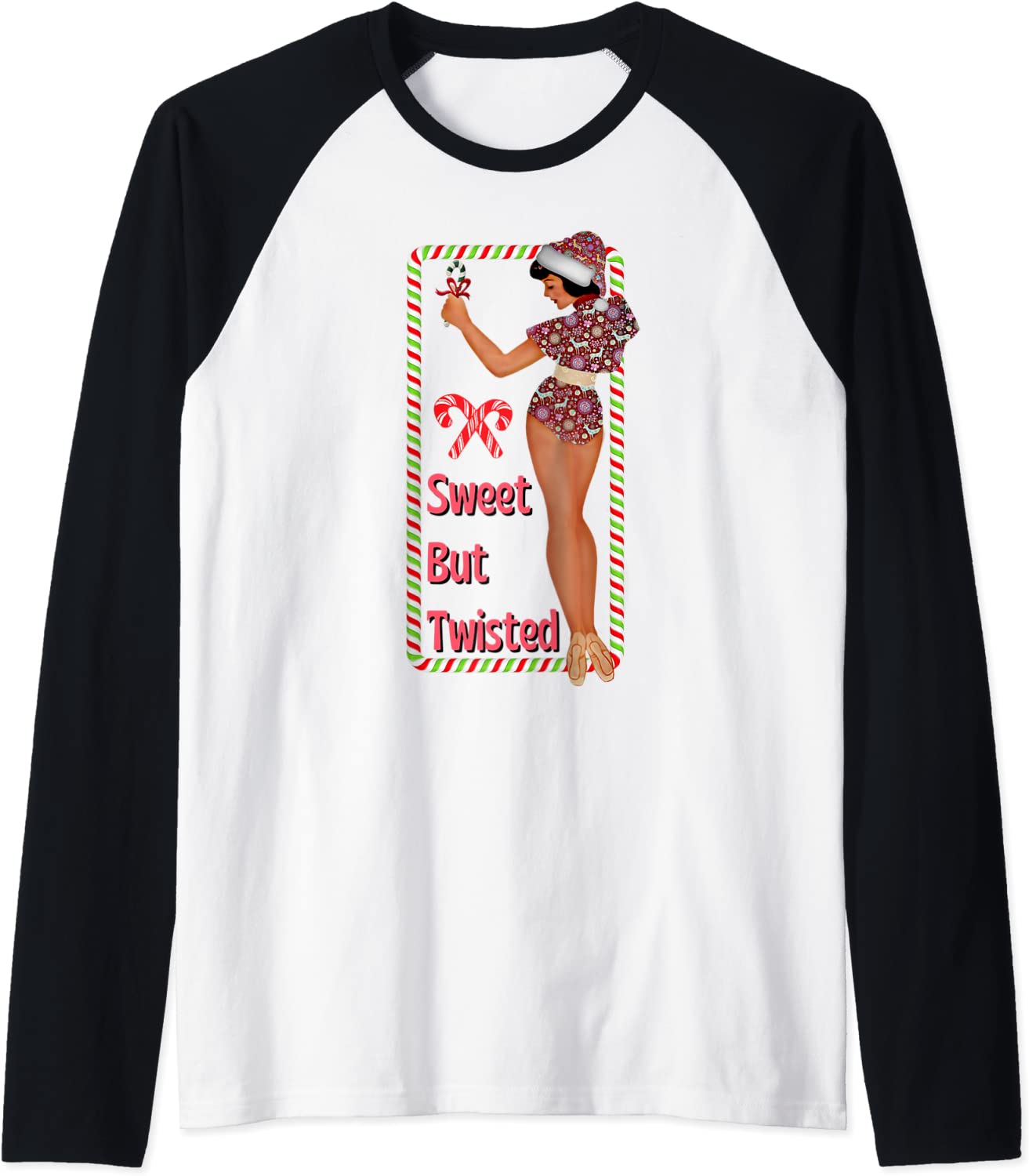 Price:$23.99 Candy Cane Naughty Nice Cottagecore Retro Raglan Baseball Tee : Clothing, Shoes & Jewelry