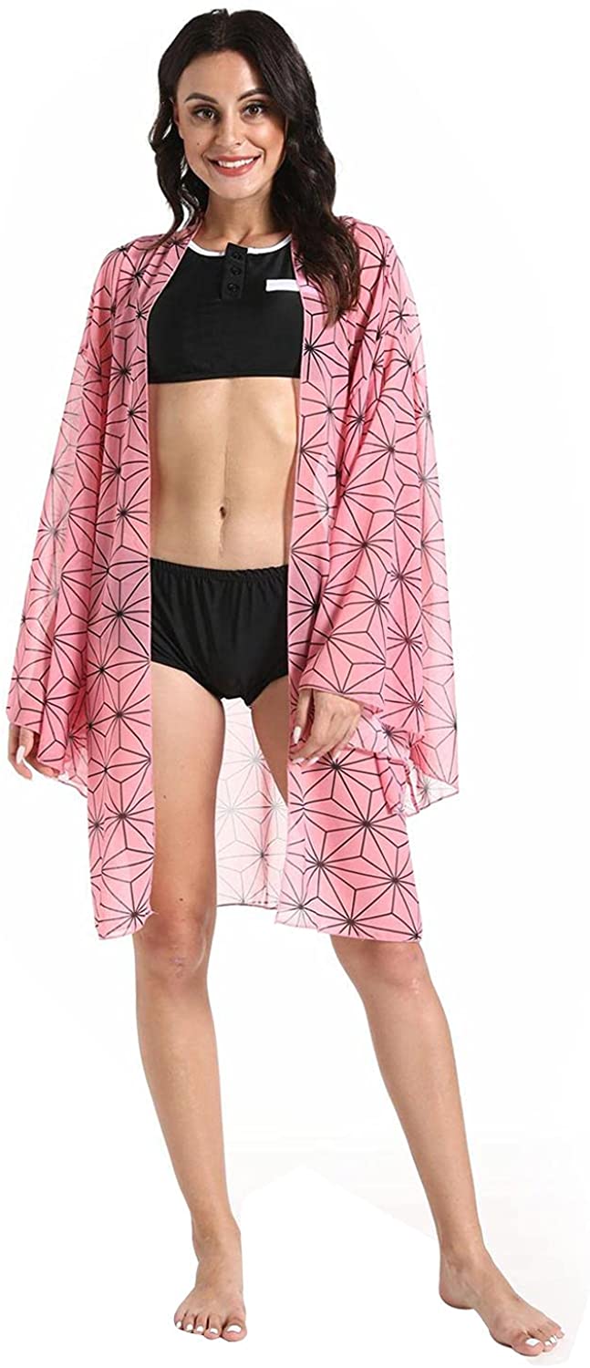 Price:$23.00 Slayer Shinobu Kocho Bikini Swimsuit Cosplay Costume High Waisted Casual Two Piece Set with Cover Up for Women: Clothing, Shoes & Jewelry