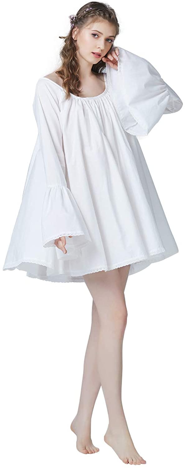 Price:$49.99 Women’s Victorian Cotton Nightie Short Nightgown Oversized A-Line Baby Doll Dress Pajamas at Amazon Women’s Clothing store