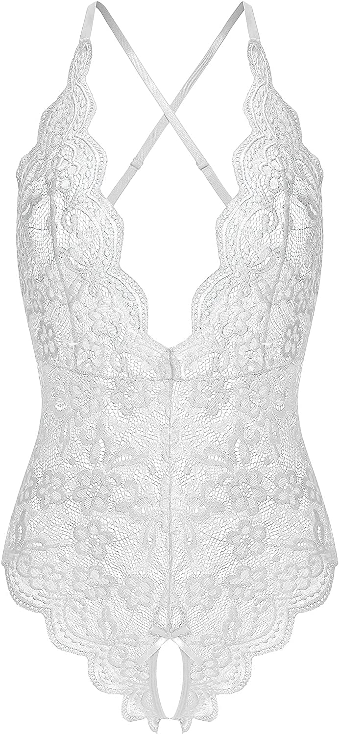 Price:$6.99 for Women One Piece Teddy V Neck Sexy Bodysuit Lace Nightie at Amazon Women’s Clothing store