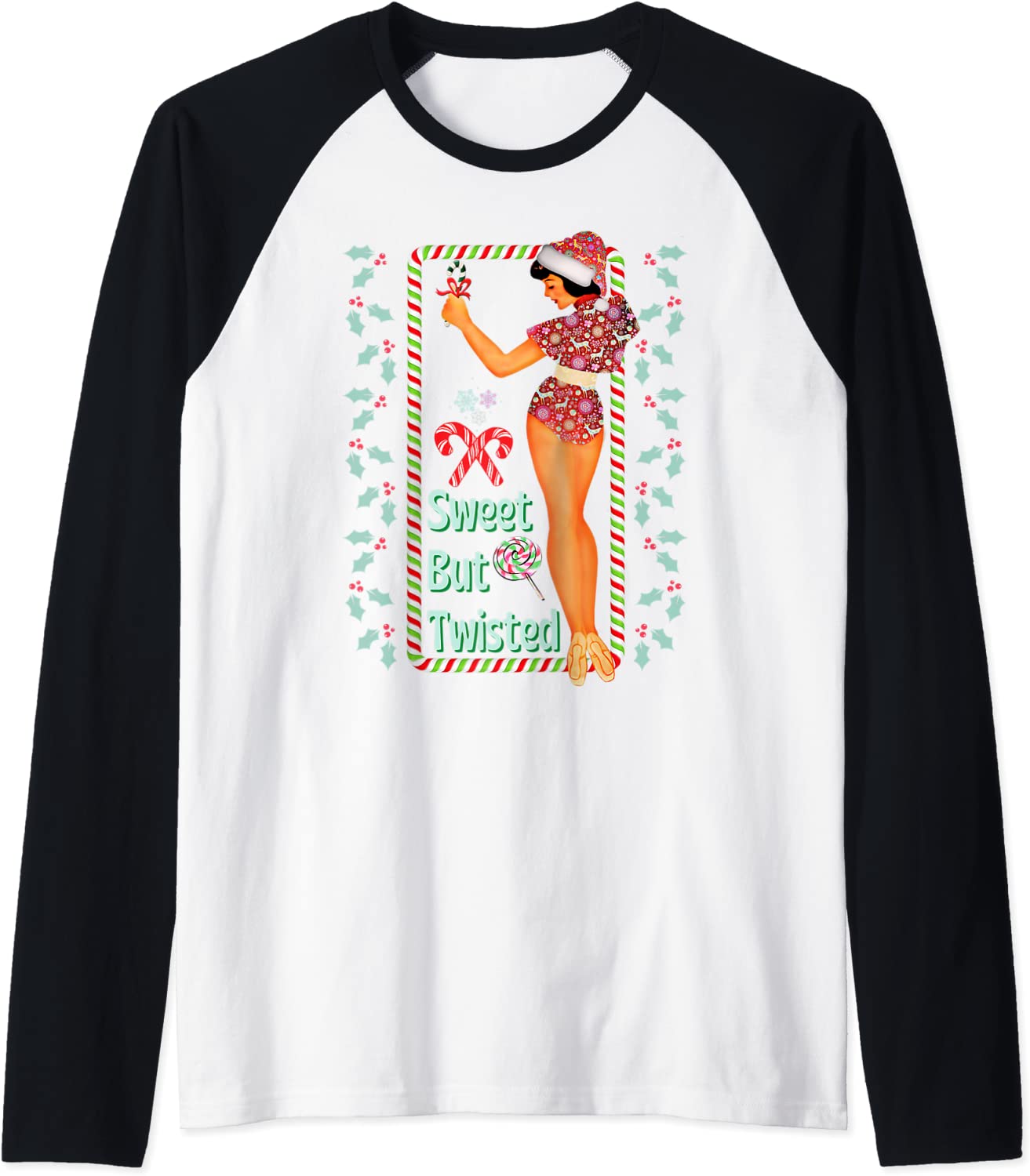 Price:$23.99 Candy Cane Naughty Nice Cottagecore Grunge Raglan Baseball Tee : Clothing, Shoes & Jewelry