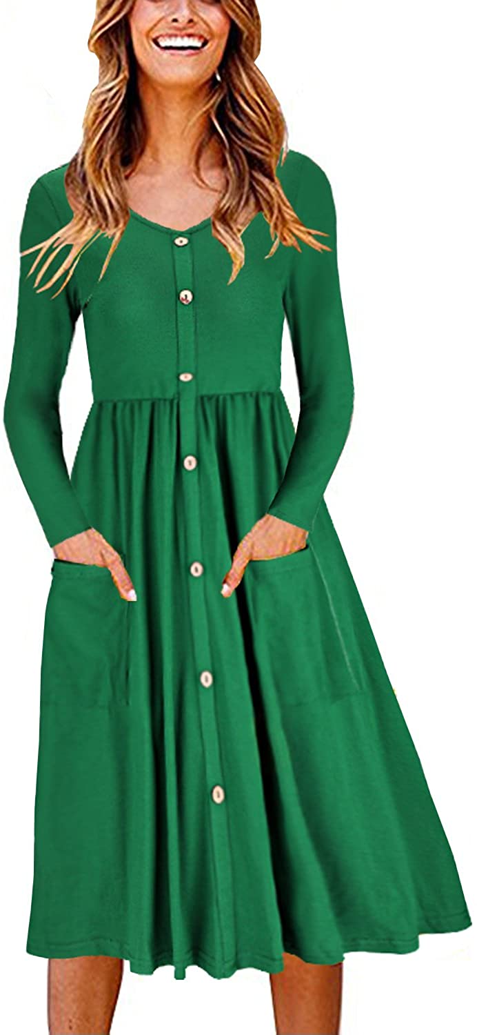 Price:$22.99 Women's V Neck Button Down Skater Dress with Pockets at Amazon Women’s Clothing store