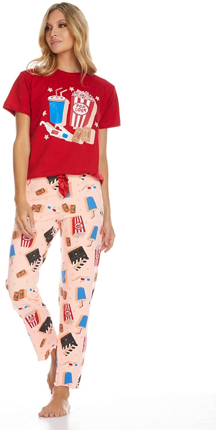 Price:$31.99 D'Amore Women Pajama Set Sleepwear Tops with Casual Pants Pop Corn at Amazon Women’s Clothing store