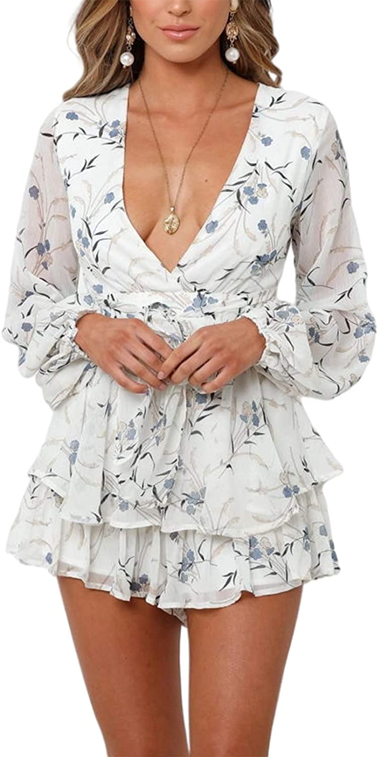 Price:$21.99 Women Boho Off Shoulder Summer Romper Casual Floral Print One Piece Strapless Shorts Jumpsuit : Clothing, Shoes & Jewelry