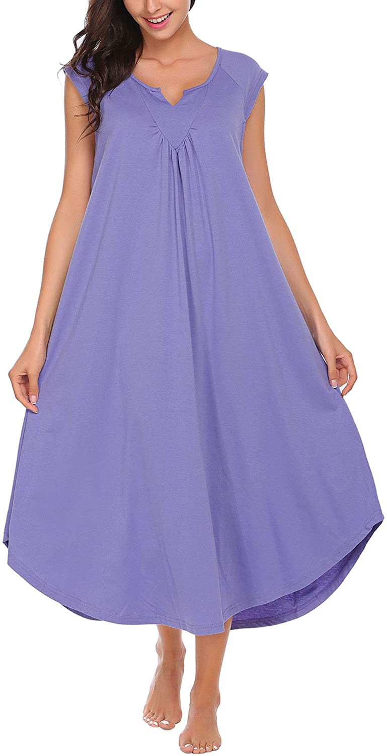 Price:$6.99 Nightgowns for Women Plus Size Long Loungewear Sleeveless V Neck Sleepwear Night Dress Summer Lounge Nightwear at Amazon Women’s Clothing store