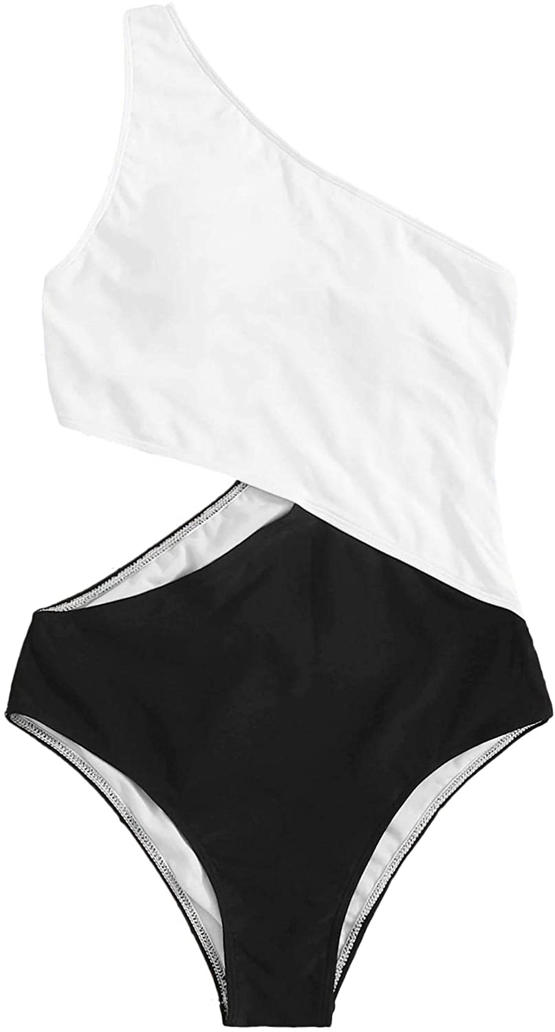 Price:$15.99 Women's Bathing Suits One Shoulder Cutout One Piece Swimsuit Swimwear Monokini at Amazon Women’s Clothing store