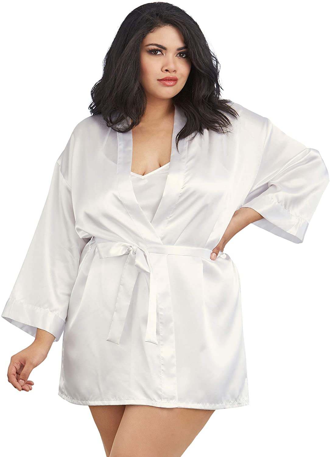 Price:$23.00 Women's Plus-Size Shalimar Charmeuse Chemise with Robe and Padded Hanger at Amazon Women’s Clothing store: Adult Exotic Sleepwear And Robe Sets