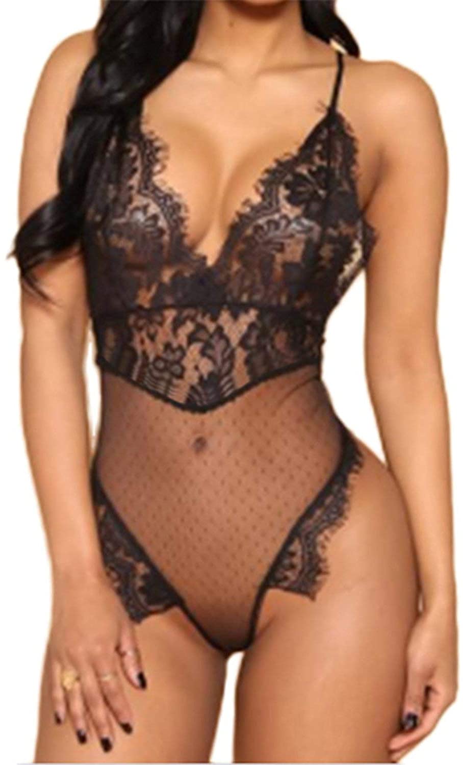 Price:$8.99 Sexy Teddy Lingerie for Women One Piece Lace Bodysuit Underwear at Amazon Women’s Clothing store