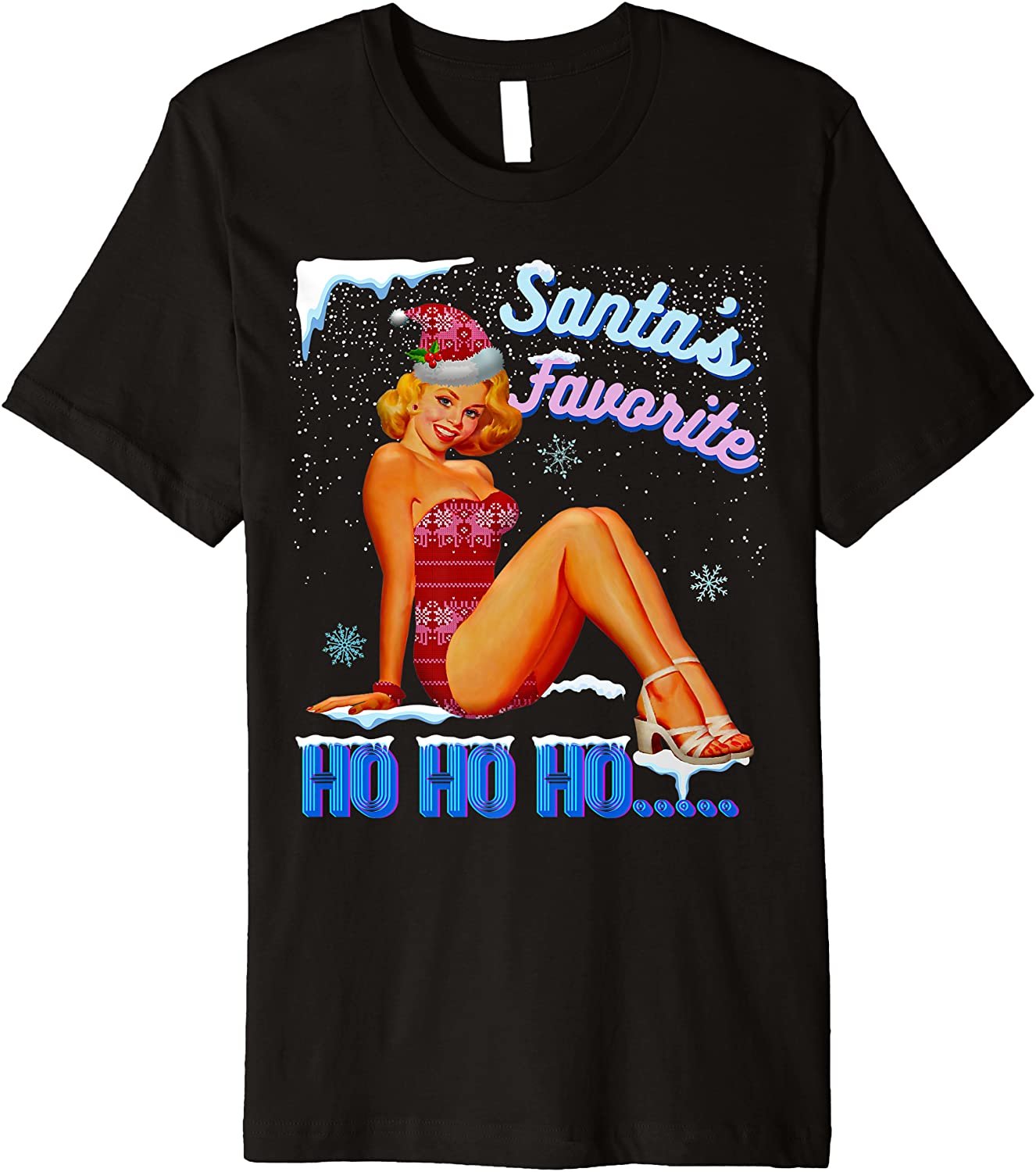 Price:$22.99 Santa's-Favorite-Ho Naughty Joke Snow Vintage Premium T-Shirt : Clothing, Shoes & Jewelry