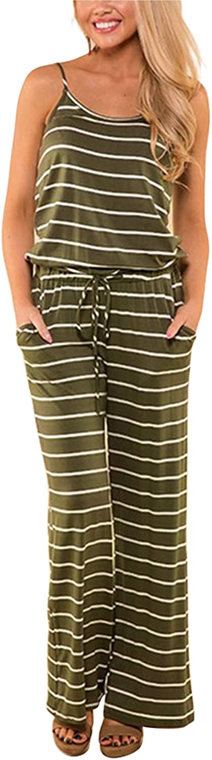 Price:$17.67 Womens Casual Jumpsuits Comfy Summer Rompers Spaghetti Strap Floral Printed Striped Jumpsuit with Pockets : Clothing, Shoes & Jewelry