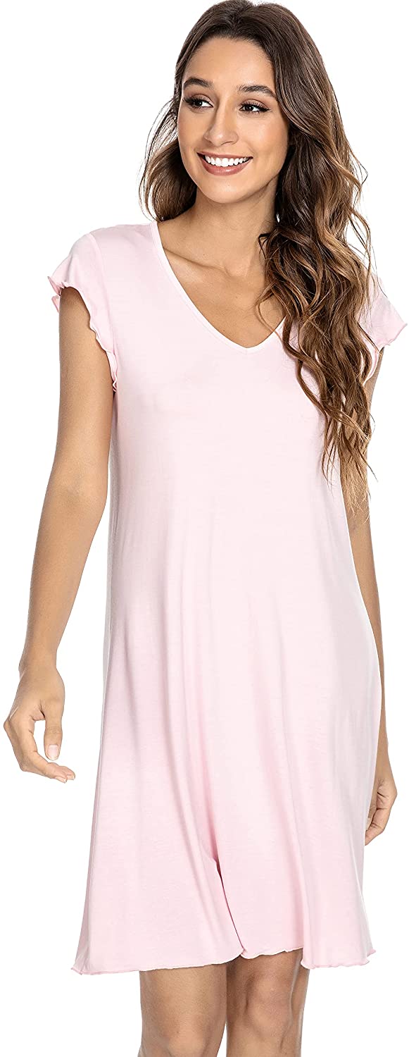 Price:$28.99 Nightgowns for Women Short Sleeve Sleepwear Soft Bamboo Pajamas Sleep Shirt Plus Size Loungewear S-4X : Clothing, Shoes & Jewelry