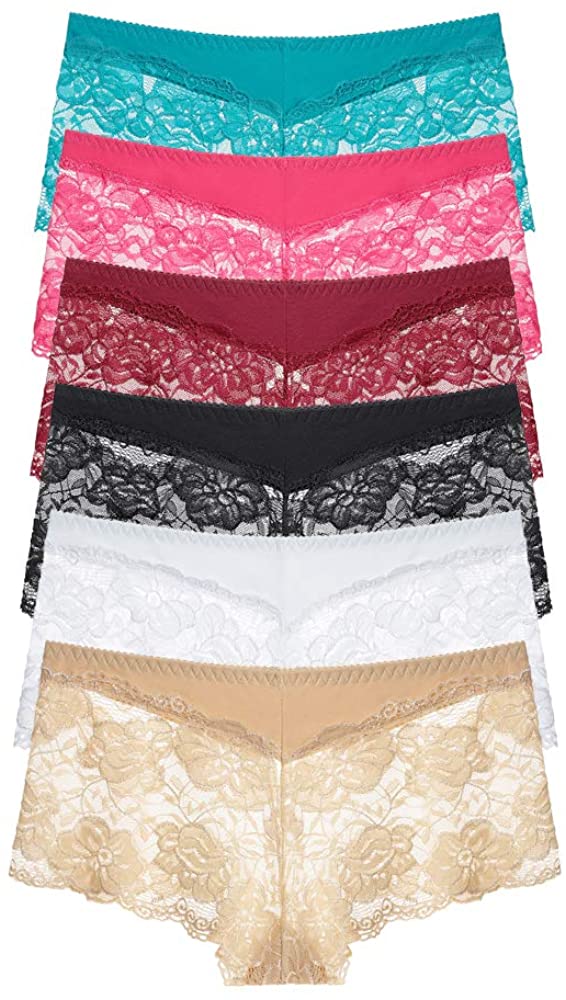 Price:$20.99 Lace Underwear Plus size Boyshort Panties Sexy Sheer Hipster Panty for Ladies, Pack- 6 Size S-5XL at Amazon Women’s Clothing store