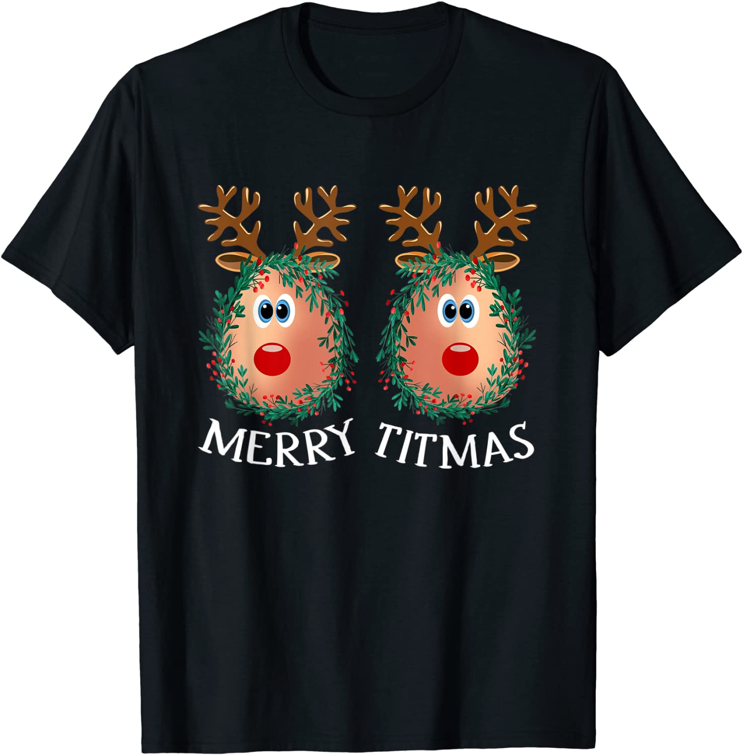 Price:$14.98 Titmas Reindeer Boobs Naughty Ugly Christmas Sweater T-Shirt : Clothing, Shoes & Jewelry