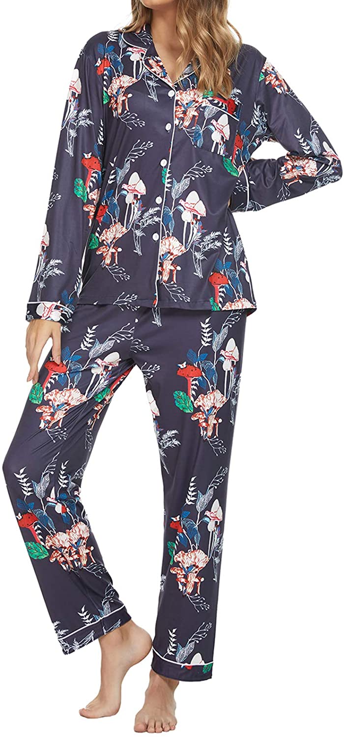 Price:$20.49 for Women Pjs Set Button Down Pajama Floral Long Sleeve Sleepwear Lady Nightwear Soft Lounge Set at Amazon Women’s Clothing store