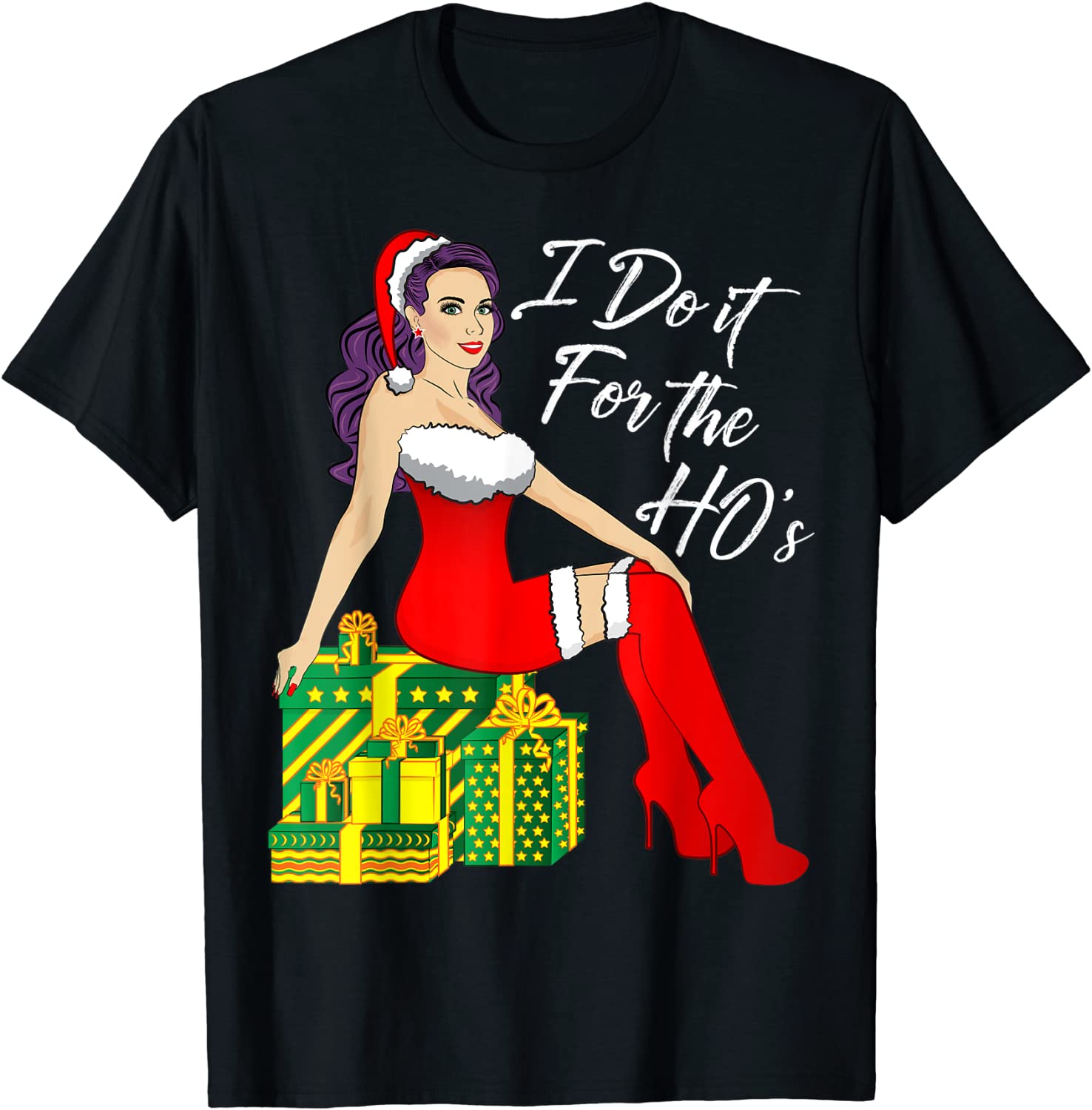 Price:$16.95 Do It For The Hos Sexy Christmas Women Xmas Pajama T-Shirt : Clothing, Shoes & Jewelry