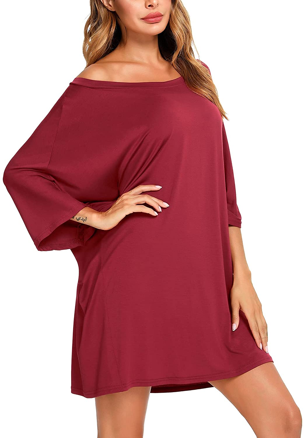 Price:$16.99 VITA Women's Night Shirt 3/4 Sleeve Sleepshirts Soft Nightgowns Boyfriend Sleep Shirt Gowns Sleepwear for Women at Amazon Women’s Clothing store