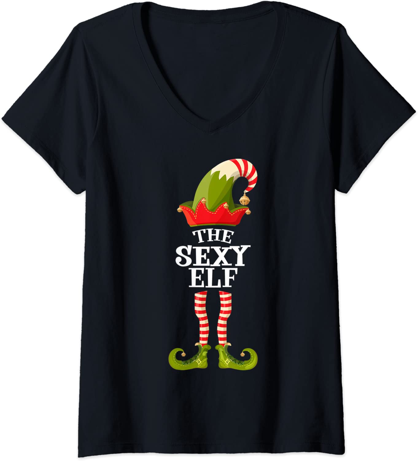 Price:$19.99 The Sexy Elf Elf Shirt Funny Christmas Group Matching Family V-Neck T-Shirt : Clothing, Shoes & Jewelry