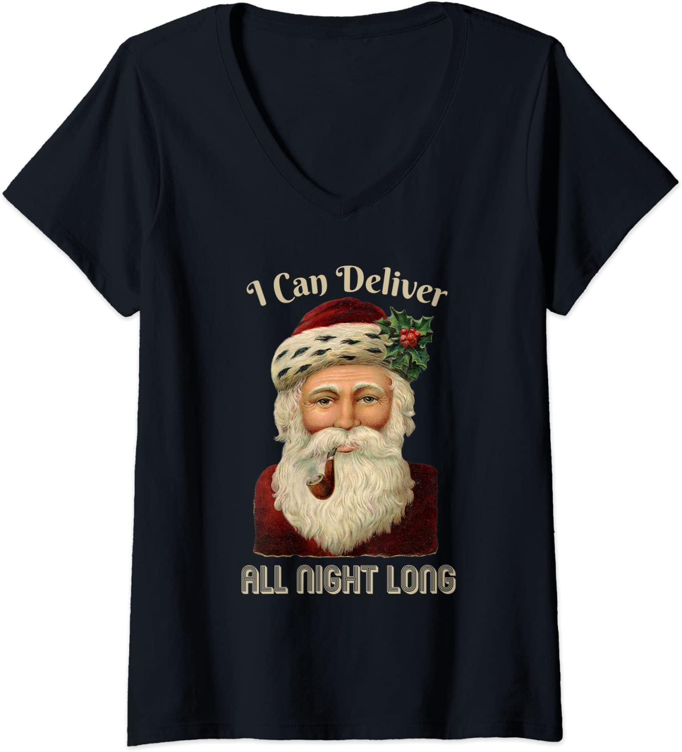 Price:$19.99 Santa I-Deliver-All-Night-Long Naughty Joke Dirty Meme Retro V-Neck T-Shirt : Clothing, Shoes & Jewelry