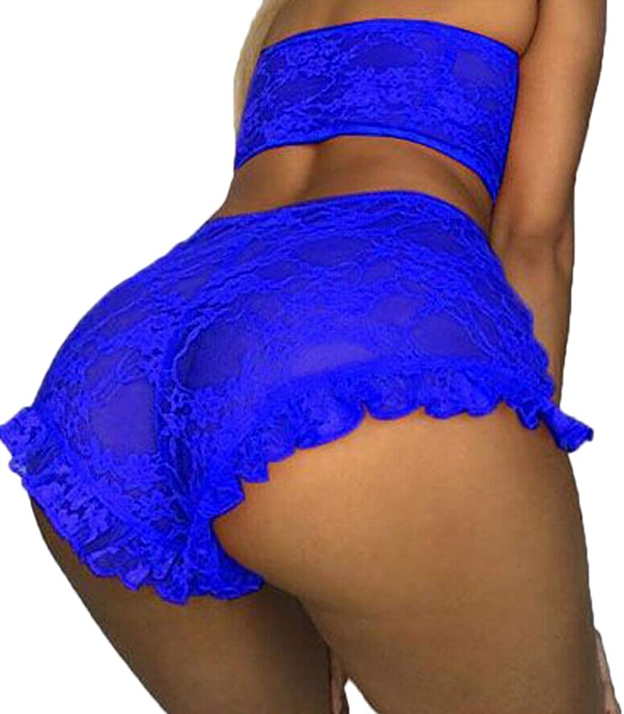Price:$5.99 Women Lace Lingerie Set 2PCS See Through Tube Tops Wrap Bra and Panty Sets Valentines Day Babydoll Pajamas Sleepwear: Clothing, Shoes & Jewelry