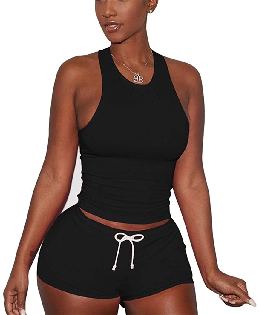 Price:$9.98 Outfits for Women 2021 Crop Tops Scrunch Butt Shorts Pajamas Lounge Set : Clothing, Shoes & Jewelry