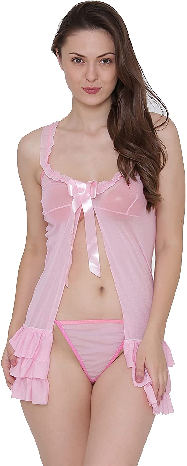 Price:$15.49 Babydoll Nightwear Lingerie Layered Open Front Design with Panty Free Size at Amazon Women’s Clothing store