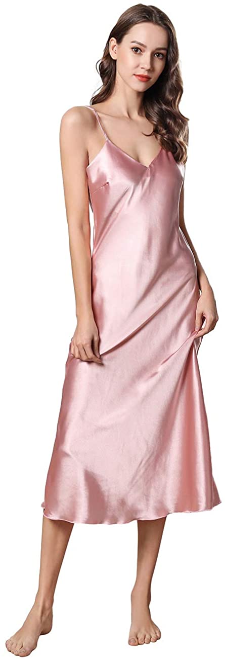Price:$19.99 Women's Sexy Lingerie V Neck Nightgown Satin Sleepwear Chemise Slip Nightwear at Amazon Women’s Clothing store