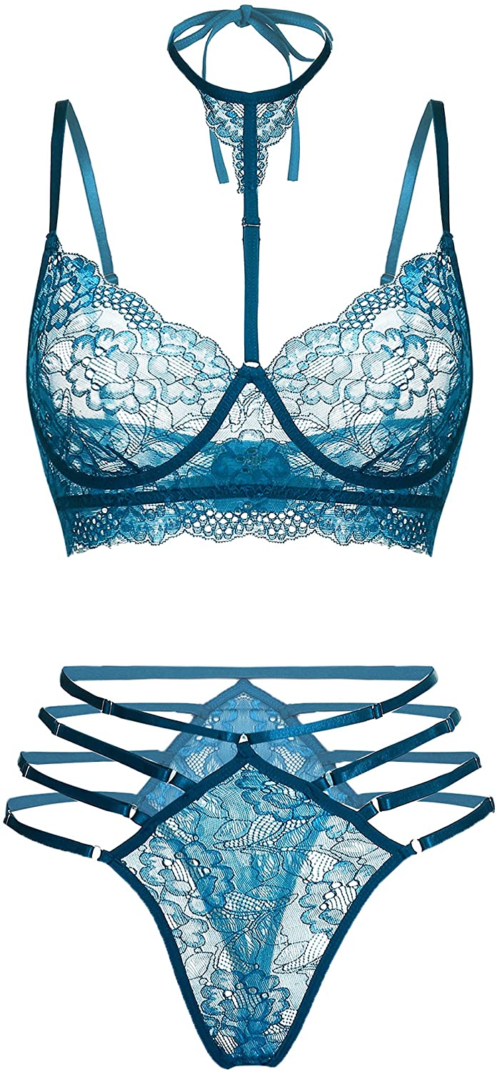 Price:$14.99 Lingerie Set for Women Lace Babydoll 2 Piece Adjustable Bra and Panty Sets: Clothing, Shoes & Jewelry