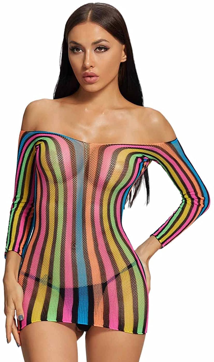 Price:$8.74 Women's Seamless Fishnet Lingerie Colourful V Neck Chemise Nightdress Teddy Bodysuit Outfit Babydoll Mesh Hole Chemise Nightwear Black: Clothing, Shoes & Jewelry
