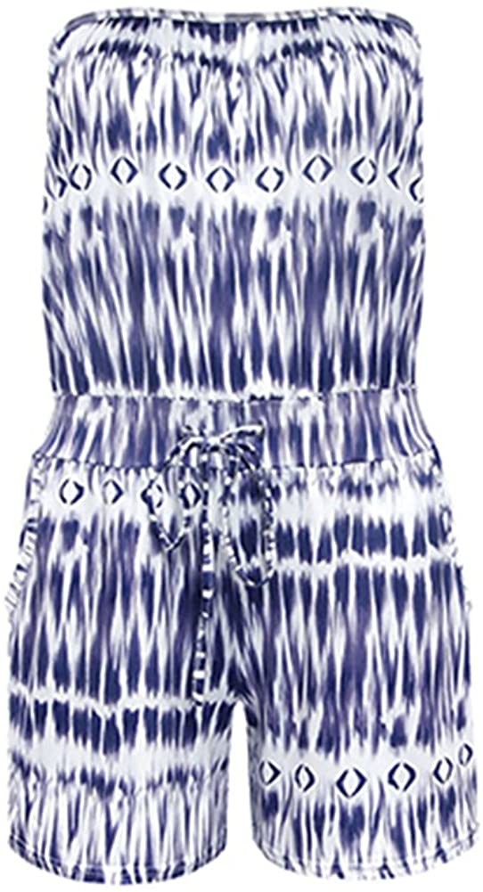 Price:$17.99 Women's Strapless Printed Short Rompers Beachwear One Piece Jumpsuit : Clothing, Shoes & Jewelry