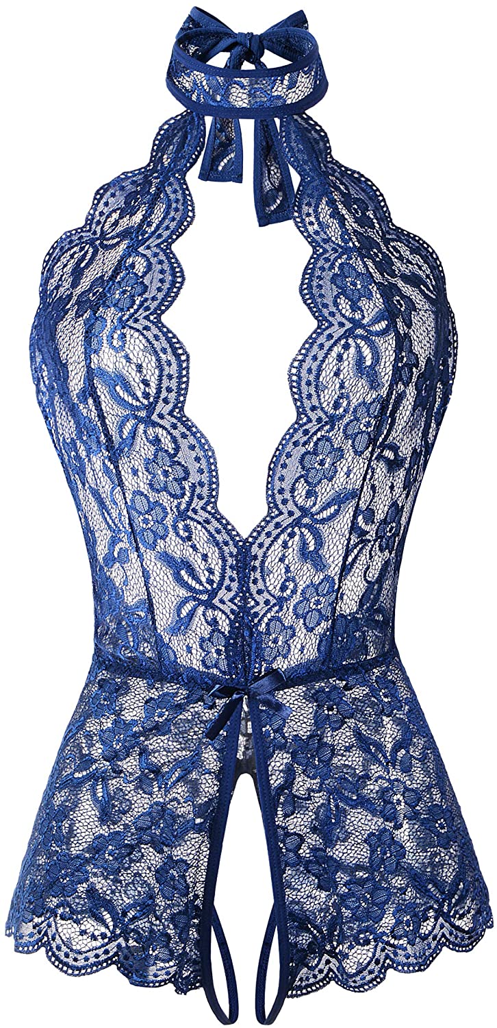 Price:$8.99 Sexy Lingerie One Piece Halter Teddy Lace Bodysuit Babydoll Black : Clothing, Shoes & Jewelry