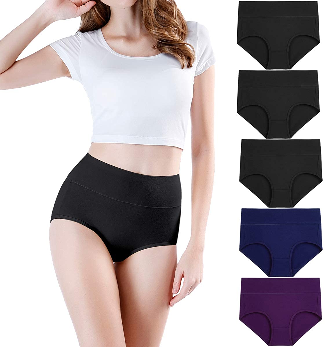 Price:$20.99 Women's High Waisted Cotton Underwear Soft Full Briefs Ladies Breathable Panties Multipack at Amazon Women’s Clothing store
