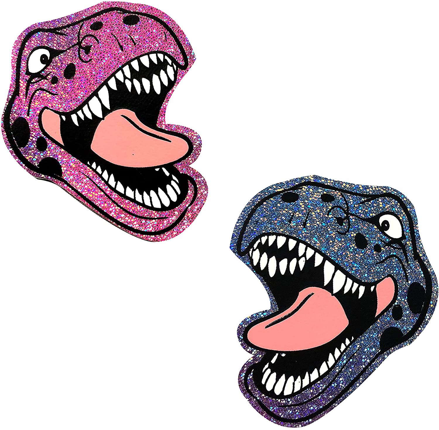 Price:$10.99 Nude Tinky's Revenge Holographic Pink Purple Blue Sexy Trexy T Rex Dinosaur Nipztix Pasties Nipple Covers for Festival, Rave, Lingerie, Medical Grade Adhesive, Waterproof, Sweatproof, Made in USA: Clothing, Shoes & Jewelry