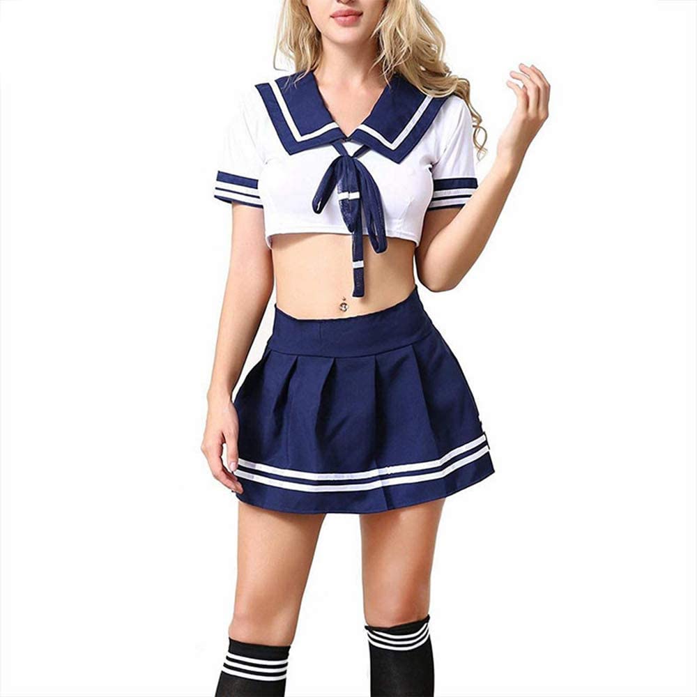 Price:$17.99 Girl Outfit Lingerie Sexy Schoolgirl Costume Kawaii Anime Cosplay Lingerie Naughty Japanese Uniform Stockings : Clothing, Shoes & Jewelry