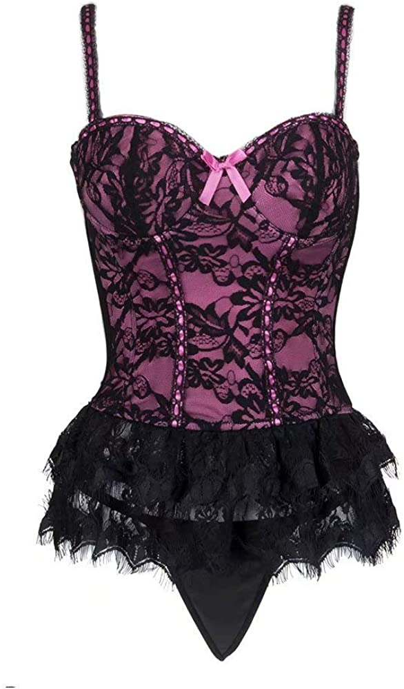 Price:$2.99 Women Plus Size Sexy Floral Lace Garter Lingerie Chemise Stretchy Bustier Cups Bodysuit with Underwire at Amazon Women’s Clothing store