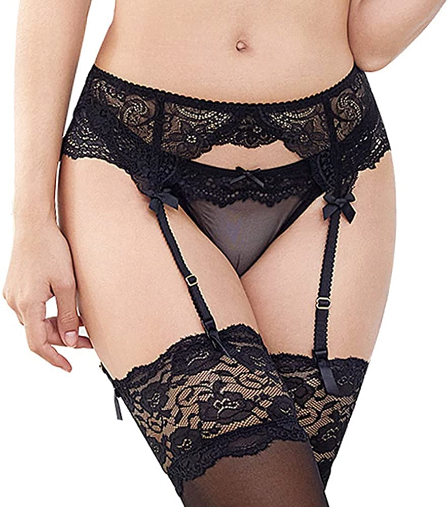 Price:$14.99 Women Sexy Lace Suspender Garter Belt for Thigh High Stockings : Clothing, Shoes & Jewelry